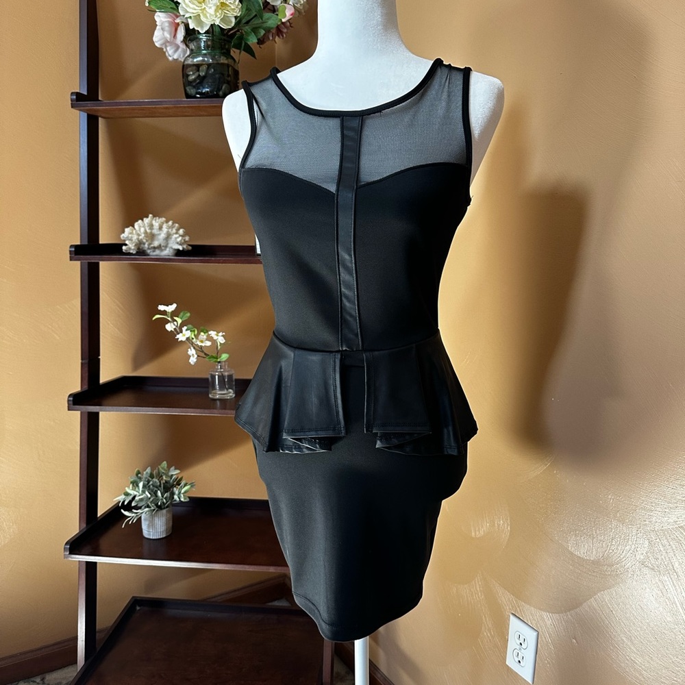 Black peplum mini dress